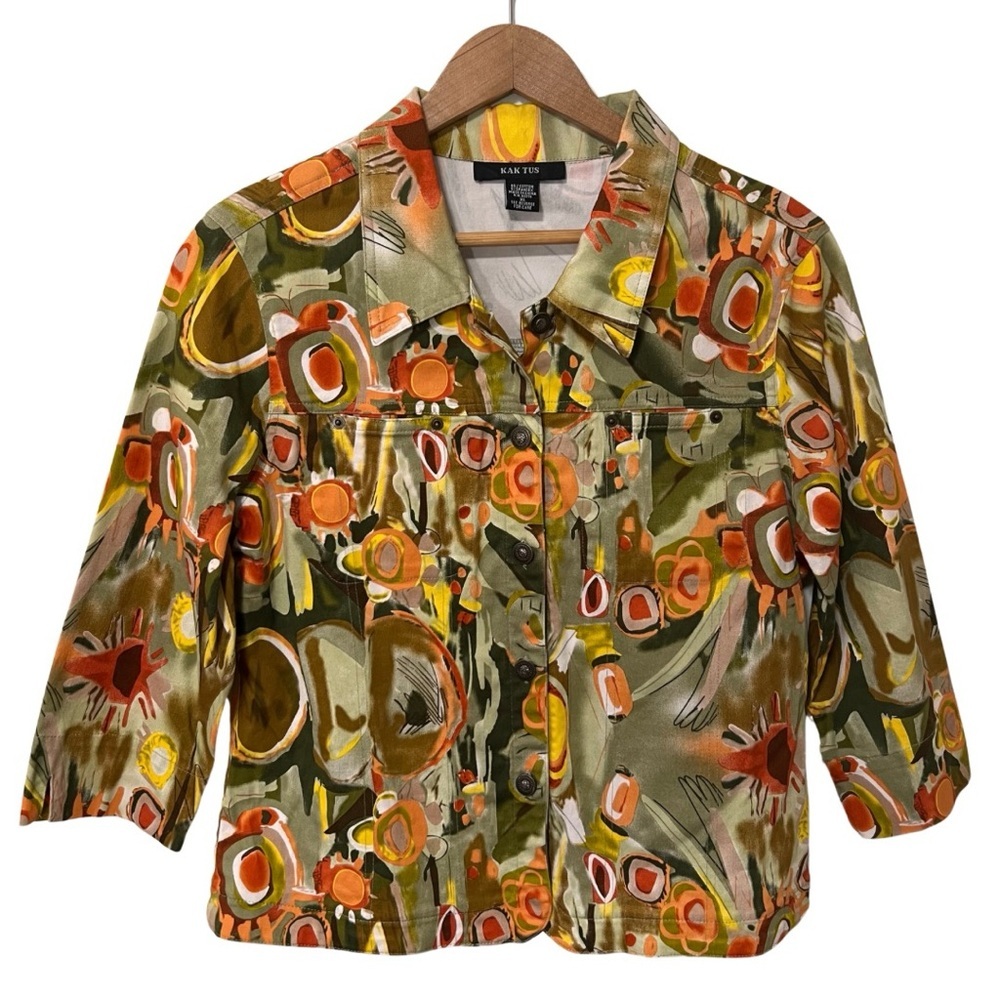 KAKTUS Abstract Print Utility Jacket Button Front Women’s XL
